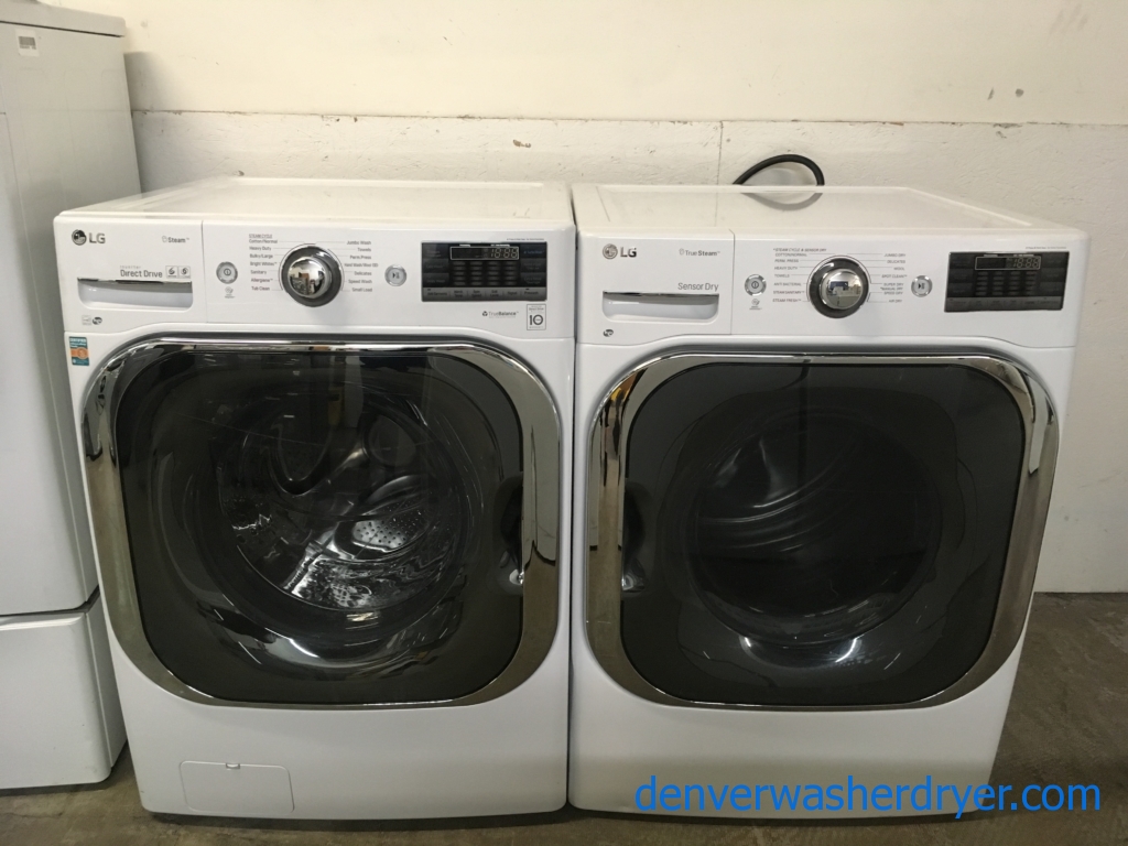 LG Steam Front-Load Set, White, Sanitary Cycles, 29″ Wide, HE, Energy-Star Rated, Wrinkle Care, Quality Refurbished, 1-Year Warranty!