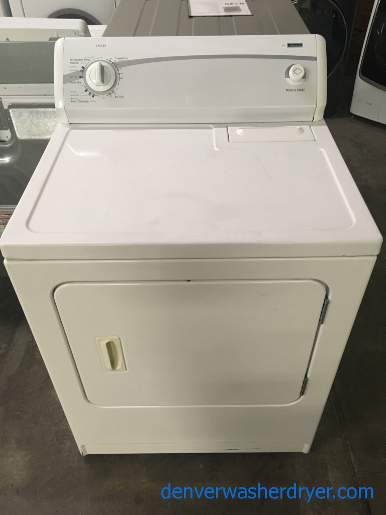 Kenmore 400 Dryer, Auto Dry, 29″ Wide, 220V, Wrinkle Guard Option, Capacity 7.0 Cu.Ft., Quality Refurbished, 1-Year Warranty Parts!