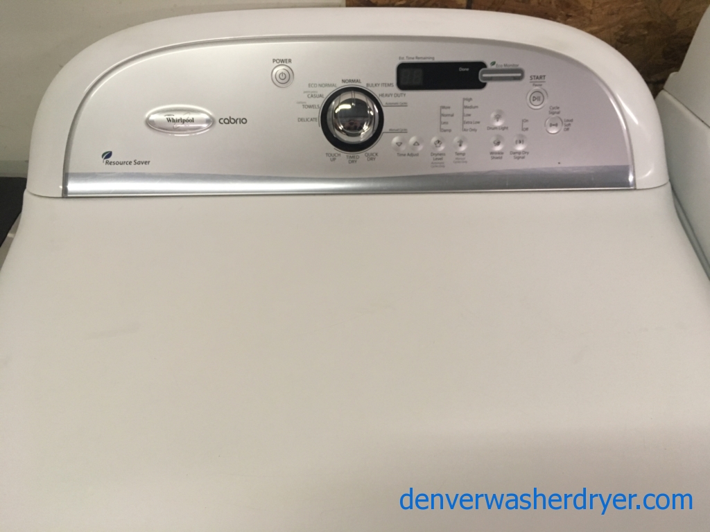 Wonderful Whirlpool Cabrio Dryer, 29″ Wide, Wrinkle Shield, Capacity 7.6 Cu.Ft., 220V, Quality Refurbished, 1-Year Warranty!