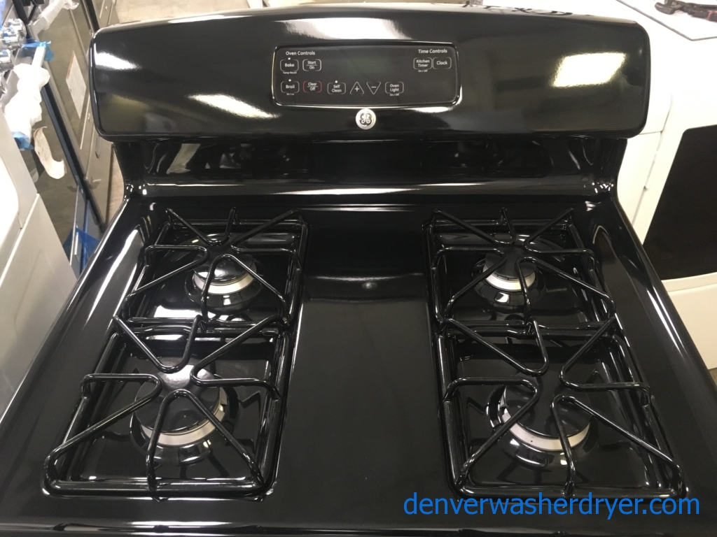 Beautiful GE GAS Range, Black, 4 Burner, Self-Clean, Quality Refurbished, 1-Year Warranty!