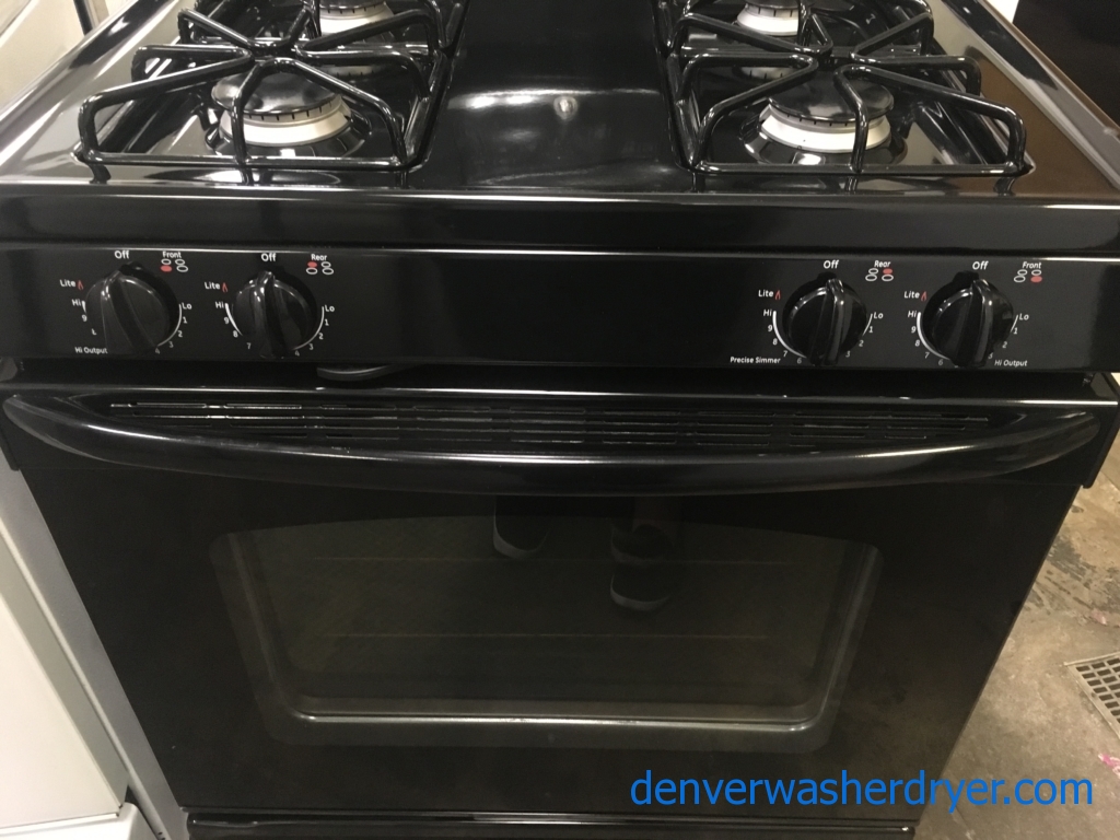 Beautiful GE GAS Range, Black, 4 Burner, Self-Clean, Quality Refurbished, 1-Year Warranty!