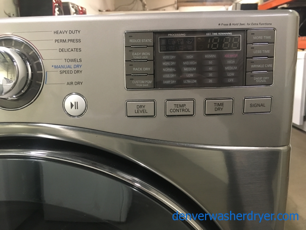 Great LG Steam Front-Load Set, Graphite Steel, HE, 220V, Sanitary Cycles, Custom Program, Quality Refurbished, 1-Year Warranty!