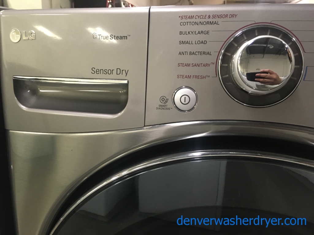 Great LG Steam Front-Load Set, Graphite Steel, HE, 220V, Sanitary Cycles, Custom Program, Quality Refurbished, 1-Year Warranty!