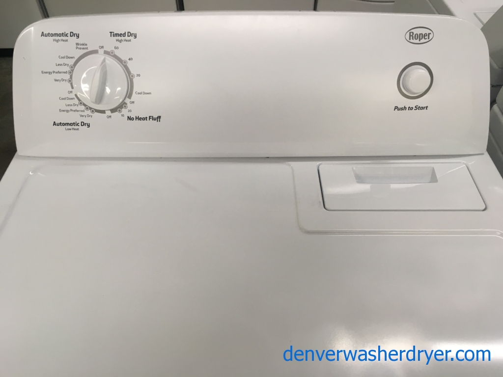 Nice Roper by Whirlpool Dryer, 220V, 29″ Wide, Capacity 7.0 Cu.Ft., Wrinkle Prevent Option, Quality Refurbished, 1-Year Warranty!