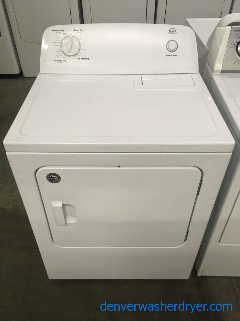Nice Roper by Whirlpool Dryer, 220V, 29″ Wide, Capacity 7.0 Cu.Ft., Wrinkle Prevent Option, Quality Refurbished, 1-Year Warranty!