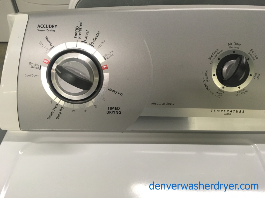 Wonderful Whirlpool Dryer, 220V, 29″ Wide, Wrinkle Shield Option, AccuDry Sensor Drying, Quality Refurbished, 1-Year Warranty!
