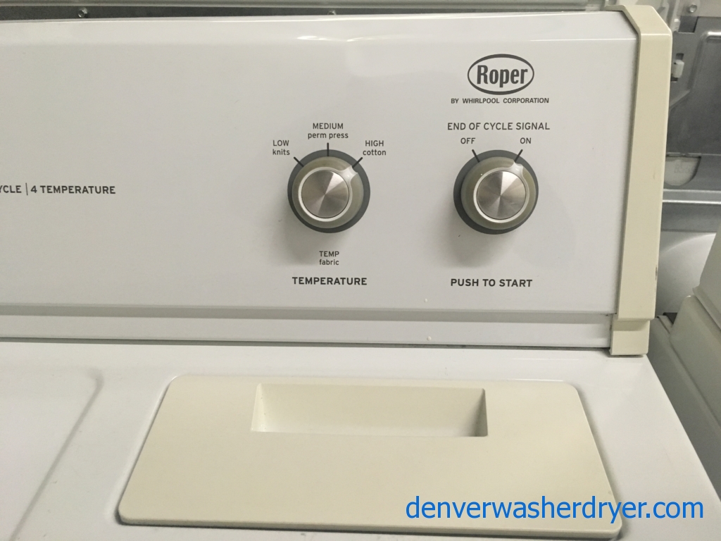 Great Roper by Whirlpool Dryer, 220V, 29″ Wide, Capacity 7.0 Cu.Ft., Wrinkle Prevent Option, Quality Refurbished, 1-Year Warranty!