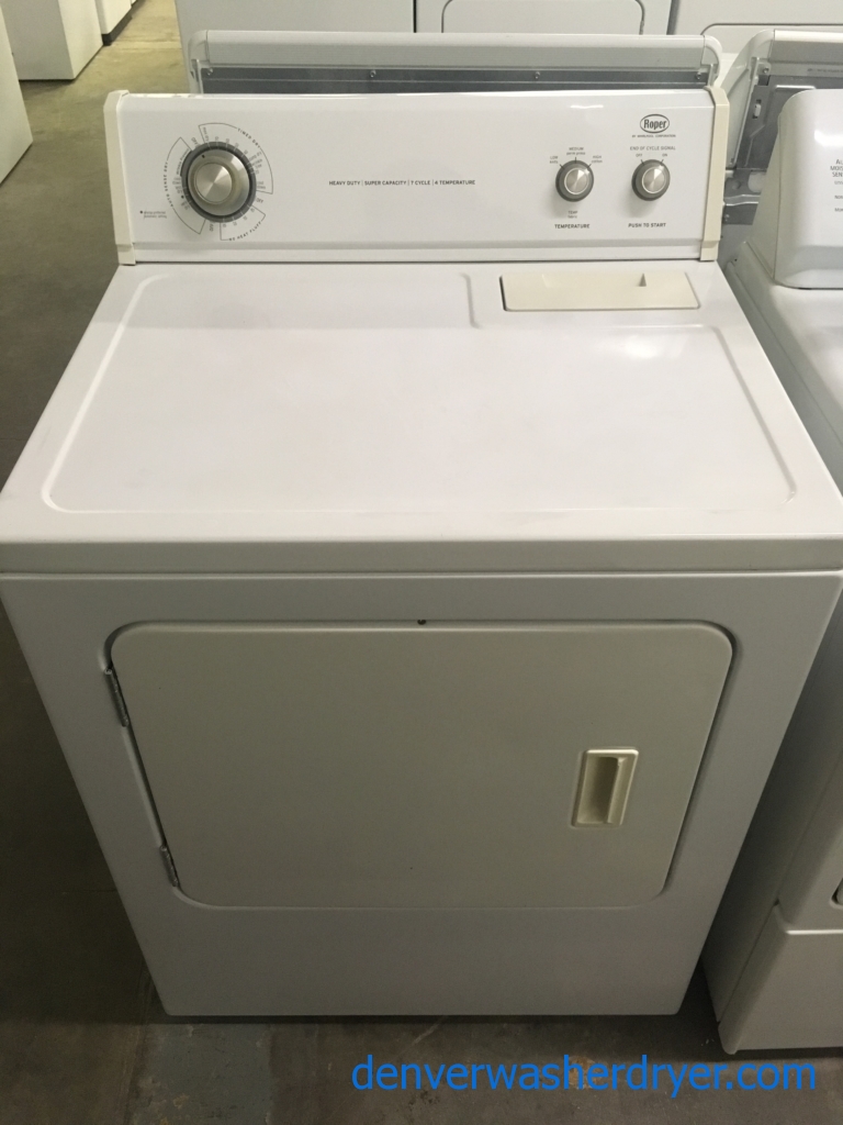 Great Roper by Whirlpool Dryer, 220V, 29″ Wide, Capacity 7.0 Cu.Ft., Wrinkle Prevent Option, Quality Refurbished, 1-Year Warranty!