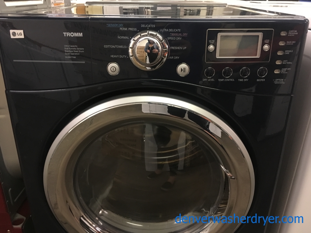 Beautiful Front-Load LG TROMM Dryer, Midnight Blue, Capacity 7.3 Cu.Ft., Anti-Bacterial, 220V, Sensor Dry, Quality Refurbished, 1-Year Warranty!