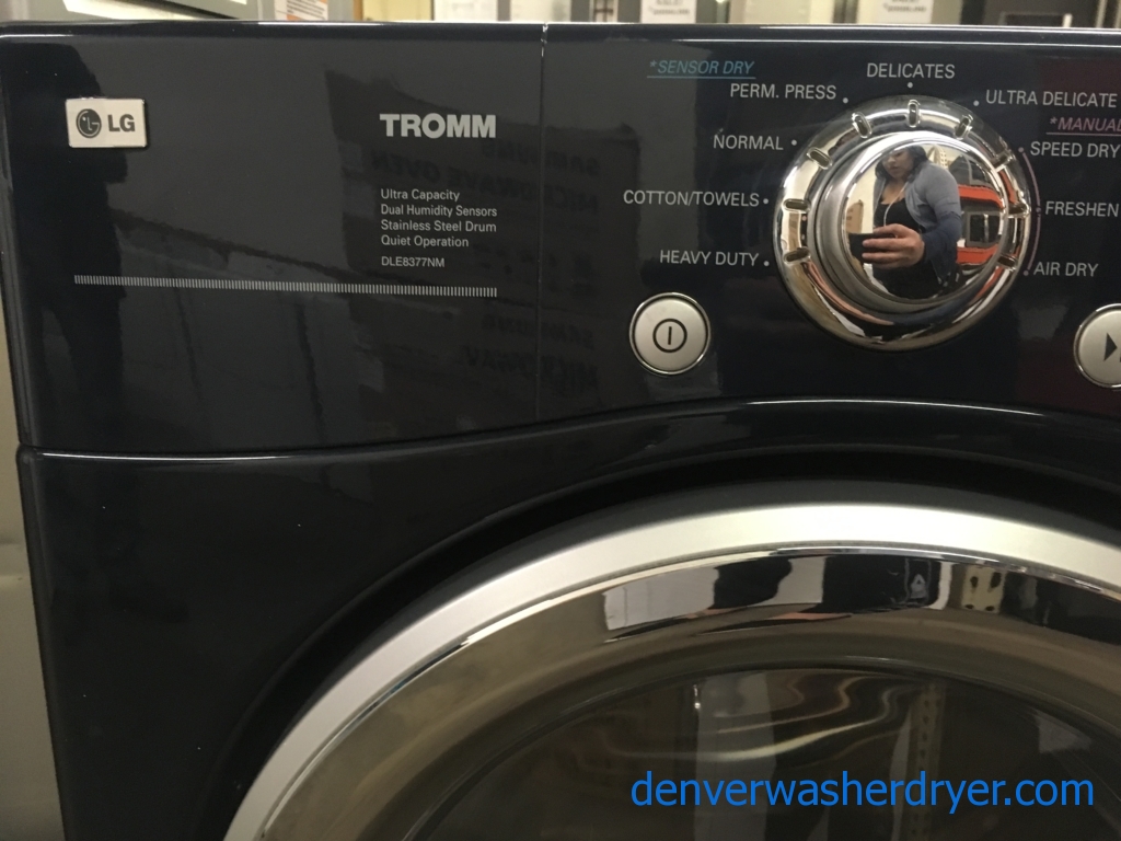 Beautiful Front-Load LG TROMM Dryer, Midnight Blue, Capacity 7.3 Cu.Ft., Anti-Bacterial, 220V, Sensor Dry, Quality Refurbished, 1-Year Warranty!