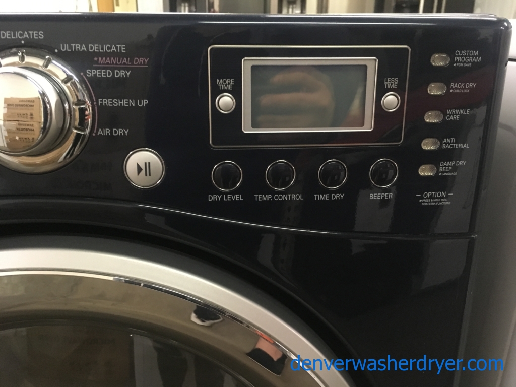 Beautiful Front-Load LG TROMM Dryer, Midnight Blue, Capacity 7.3 Cu.Ft., Anti-Bacterial, 220V, Sensor Dry, Quality Refurbished, 1-Year Warranty!