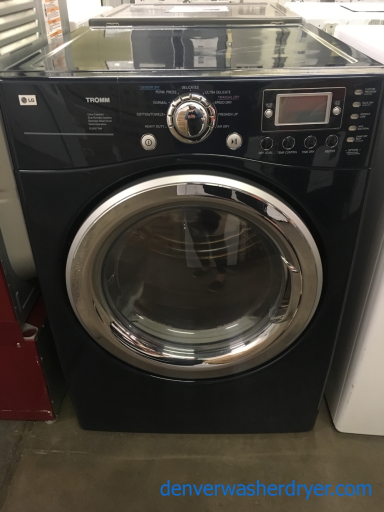 Beautiful Front-Load LG TROMM Dryer, Midnight Blue, Capacity 7.3 Cu.Ft., Anti-Bacterial, 220V, Sensor Dry, Quality Refurbished, 1-Year Warranty!