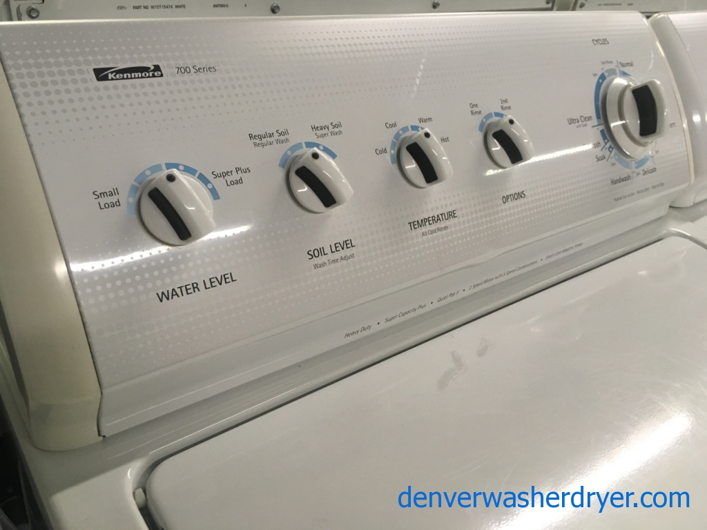 Great Kenmore 700 Series Set, GAS, 27″ Wide, Wrinkle Guard Feature, Agitator, Quality Refurbished, 1-Year Warranty!