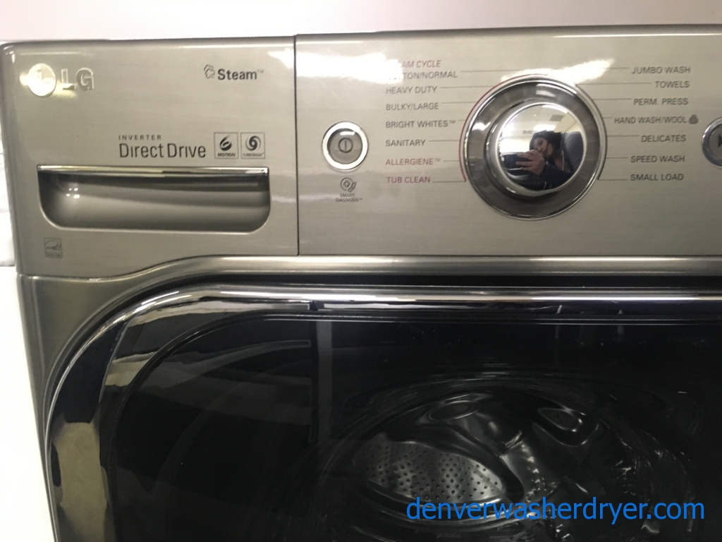 LG Steam Front-Load Washer, Graphite Steel, HE, Sanitary and Allergiene Cycles, Capacity 5.1 Cu.Ft., Quality Refurbished, 1-Year Warranty!