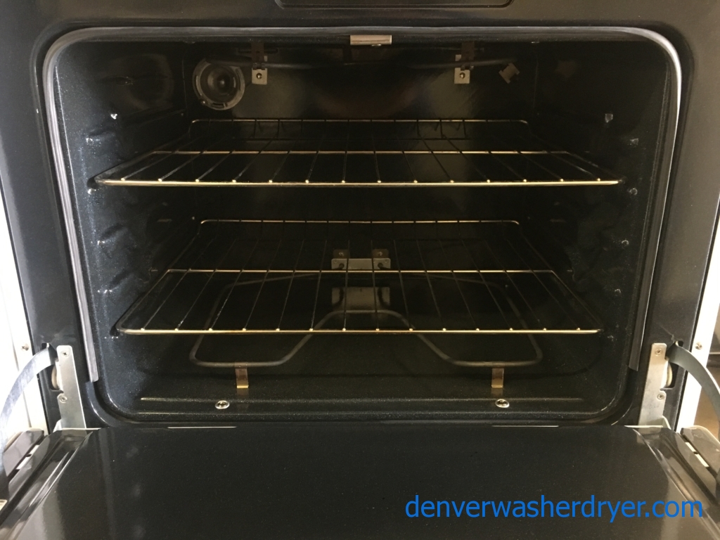 Lightly Used! GE Range, White, 220V, 4 Burners, Storage Drawer, Capacity 5.0 Cu.Ft., Quality Refurbished, 1-Year Warranty!