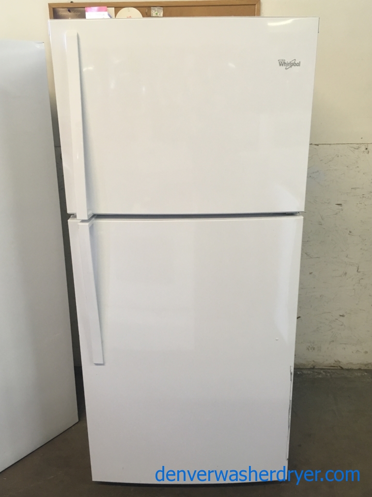 NEW! Whirlpool Top-Mount Refrigerator, White, Capacity 19.2 Cu.Ft., 30″ Wide, LED Lighting, 1-Year Warranty!