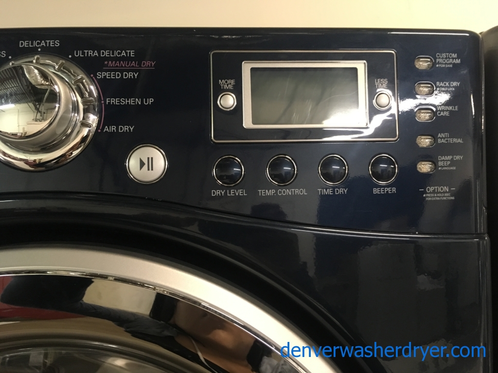 LG TROMM Front-Load Set, Midnight Blue, HE, Sanitary Cycle, Steam Option, 220V, Wrinkle Care, Quality Refurbished, 1-Year Warranty!