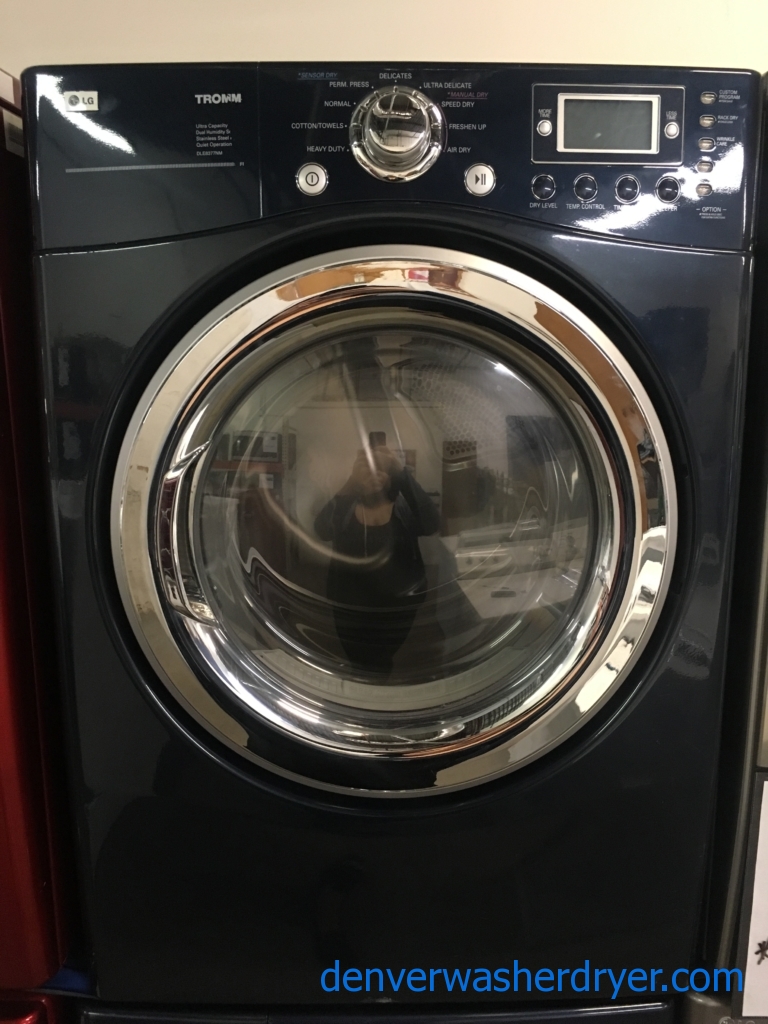 LG TROMM Front-Load Set, Midnight Blue, HE, Sanitary Cycle, Steam Option, 220V, Wrinkle Care, Quality Refurbished, 1-Year Warranty!