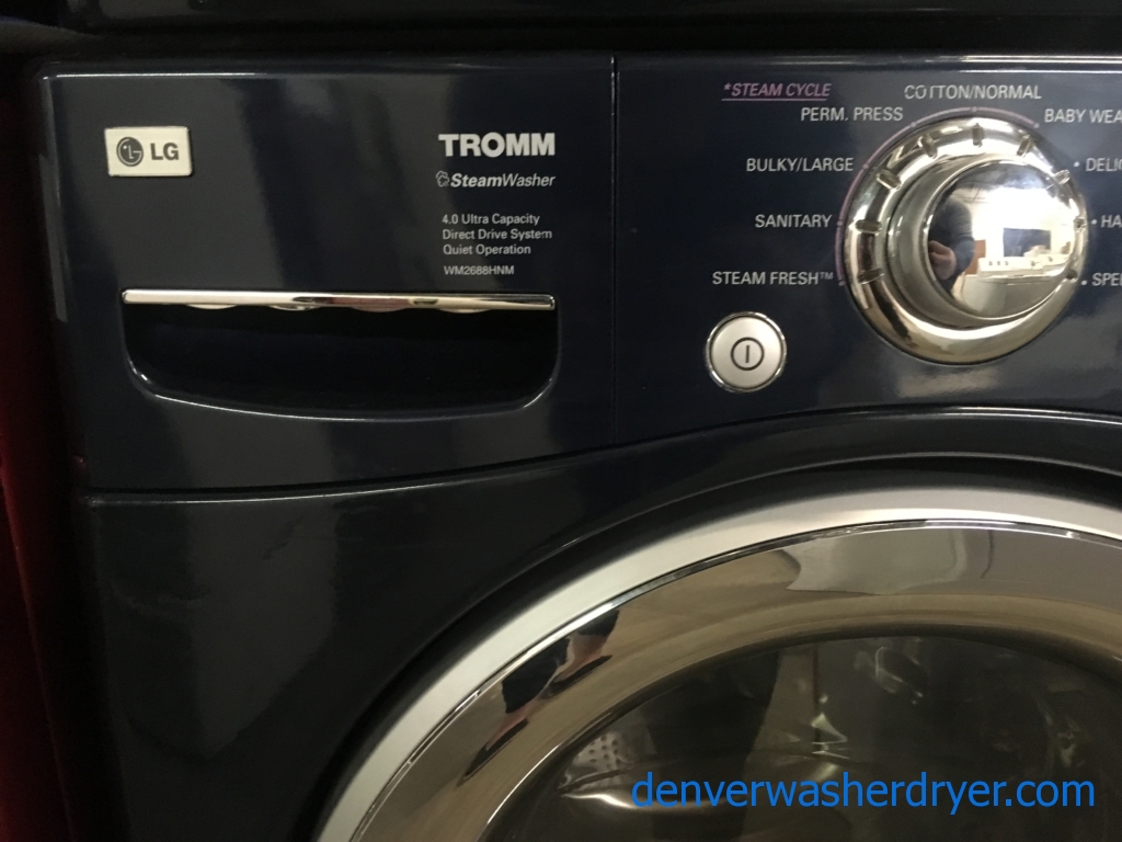 LG TROMM Front-Load Set, Midnight Blue, HE, Sanitary Cycle, Steam Option, 220V, Wrinkle Care, Quality Refurbished, 1-Year Warranty!