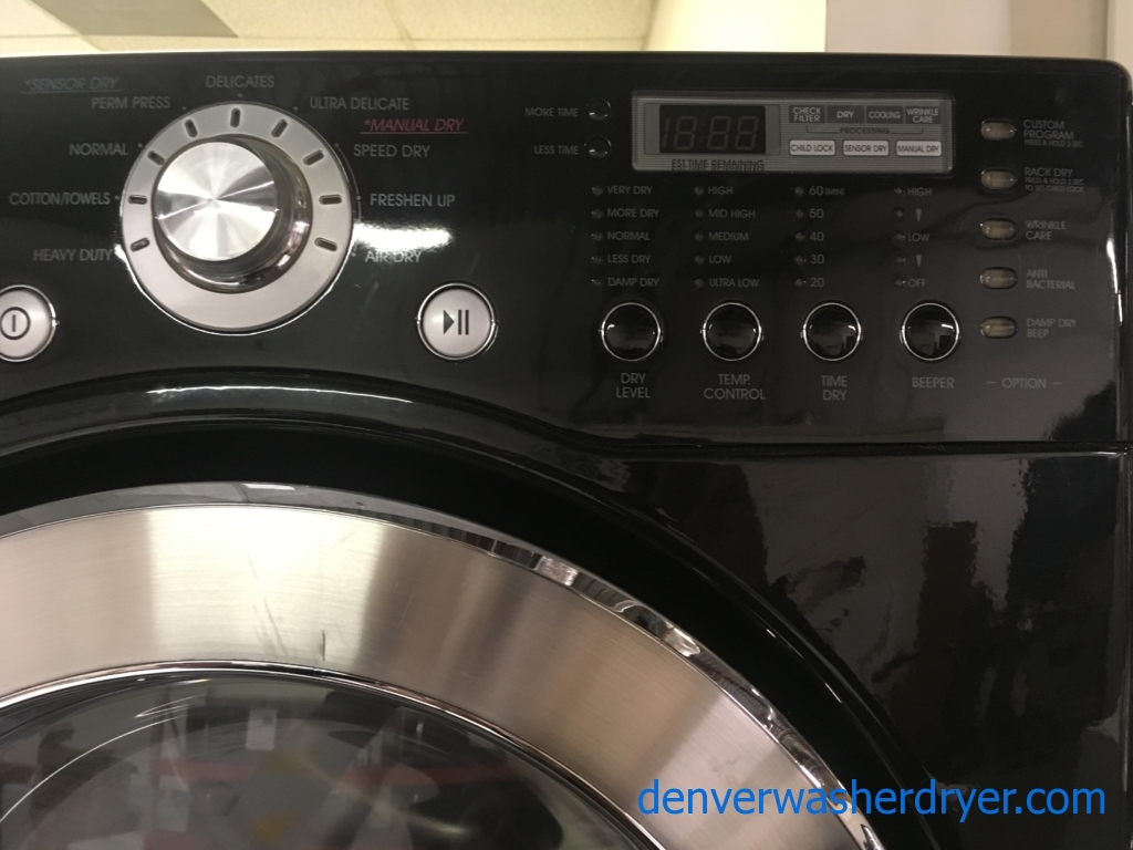 LG TROMM Front-Load Set, Black, Sanitary Cycle, 220V, Wrinkle Care and Anti-Bacterial Options, Quality Refurbished, 1-Year Warranty!