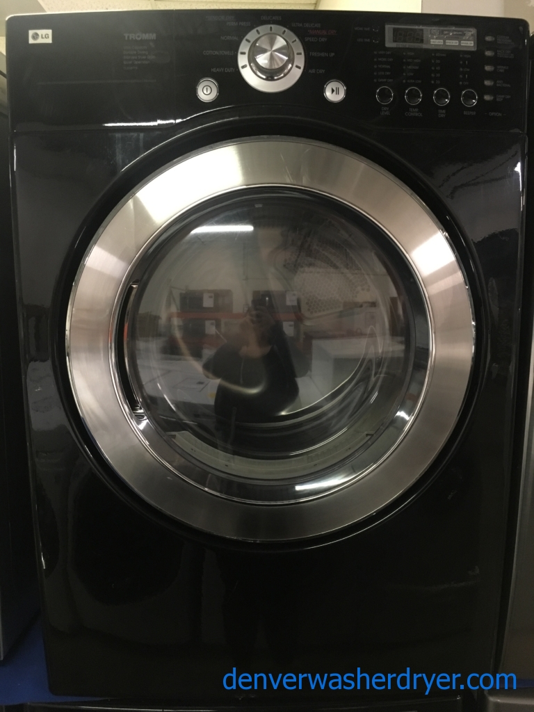 LG TROMM Front-Load Set, Black, Sanitary Cycle, 220V, Wrinkle Care and Anti-Bacterial Options, Quality Refurbished, 1-Year Warranty!