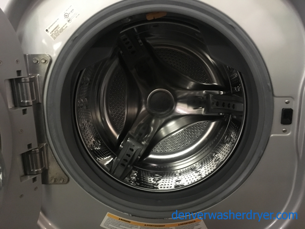 Beautiful LG Front-Load Set, Pure Silver, HE, Steam, Sanitary and Allergiene Cycles, 220V, Wrinkle Care, Quality Refurbished, 1-Year Warranty!