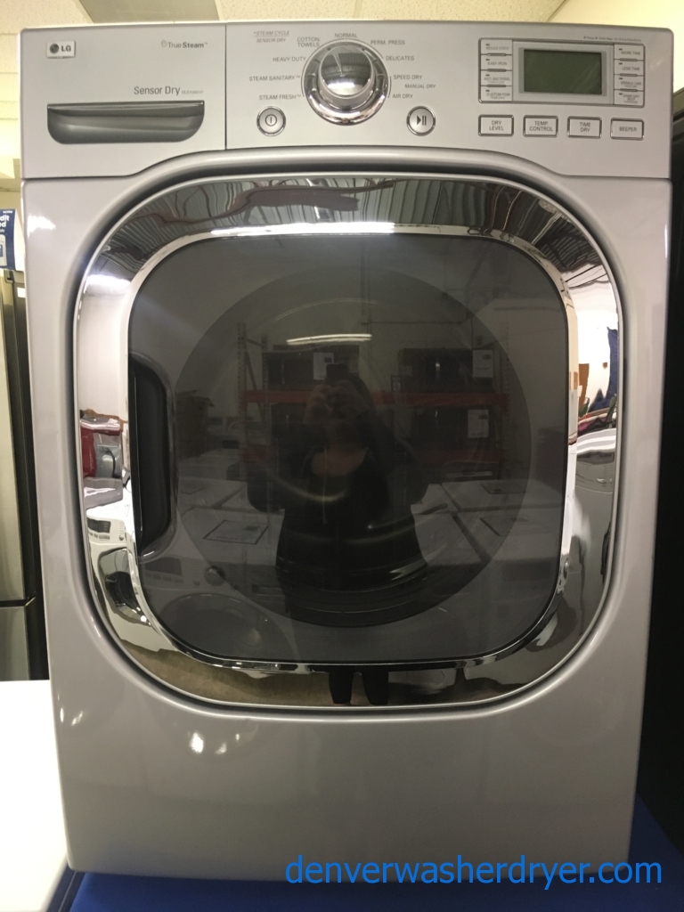 Beautiful LG Front-Load Set, Pure Silver, HE, Steam, Sanitary and Allergiene Cycles, 220V, Wrinkle Care, Quality Refurbished, 1-Year Warranty!