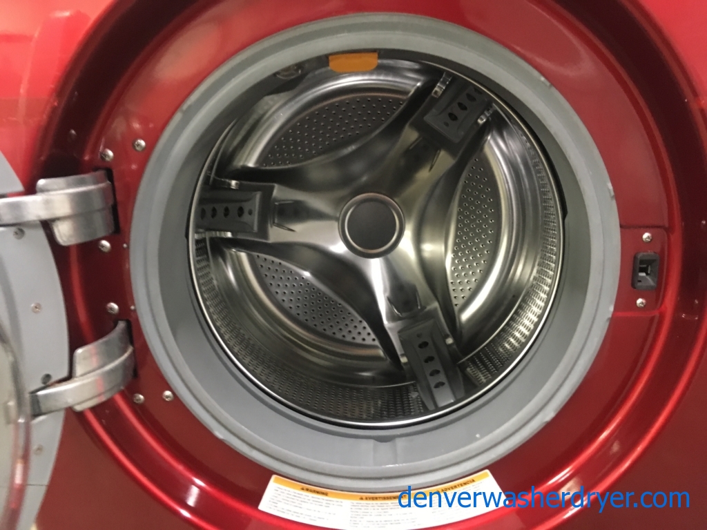 Lovely LG TROMM Steam Washer, Front-Load, HE, Cherry Red, Sanitary Cycle, Capacity 4.0 Cu.Ft., Quality Refurbished