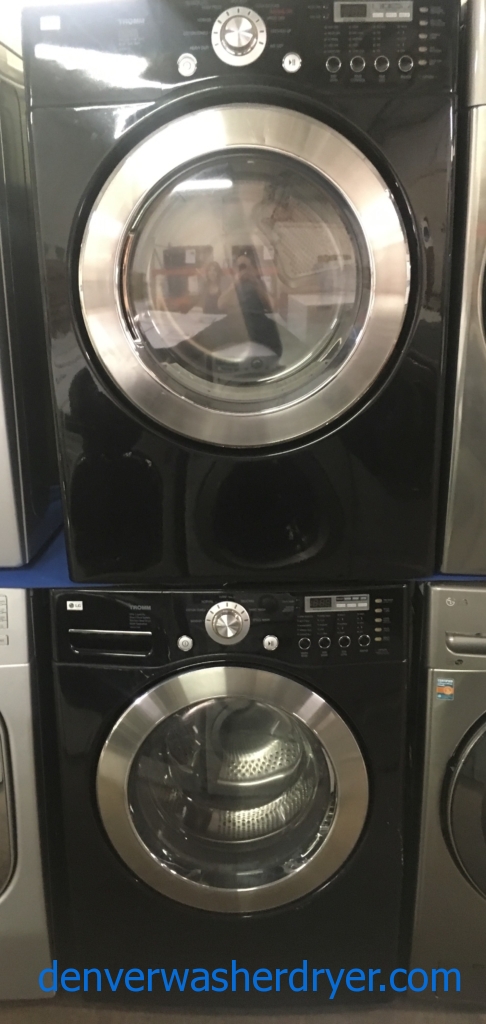 LG TROMM Front-Load Set, Black, Sanitary Cycle, 220V, Wrinkle Care and Anti-Bacterial Options, Quality Refurbished, 1-Year Warranty!