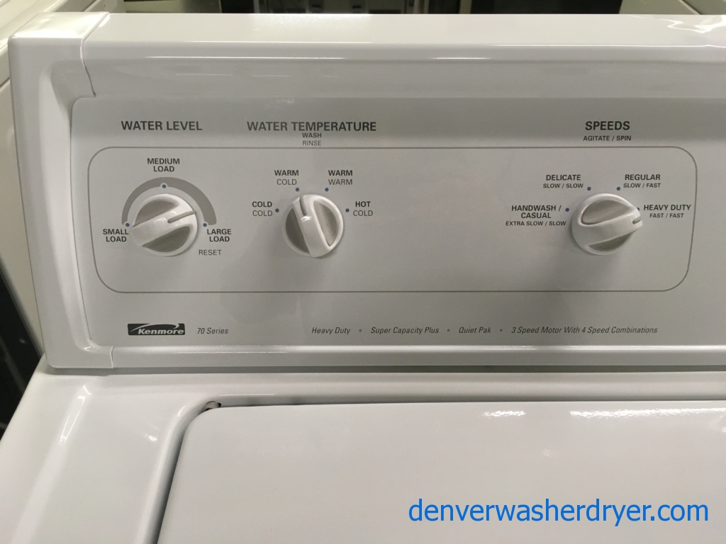 Heavy-Duty Kenmore 70 Series Washer, Agitator, Super Capacity Plus 3.2 Cu.Ft., 27″ Wide, Quality Refurbished, 1-Year Warranty!