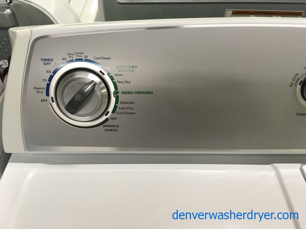 Nice Whirlpool Dryer., Sensor Drying, 220V, 29″ Wide, Wrinkle Shield Option, HE, Capacity 7.0 Cu.Ft., Quality Refurbished, 1-Year Warranty!