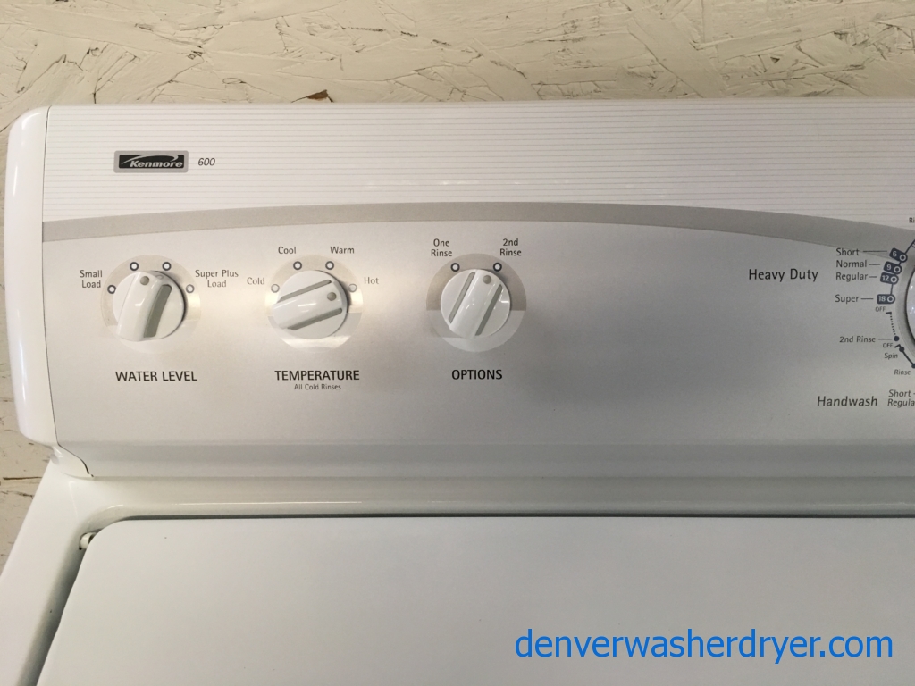 Great Kenmore 600 Series Set, Agitator, 220V, 29″ Wide, Washer Capacity 3.2 Cu.Ft., Wrinkle Guard Option, Quality Refurbished, 1-Year Warranty!