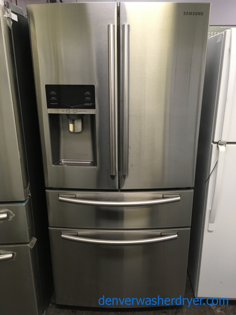 Beautiful SAMSUNG French Door Refrigerator, 4-Door, Stainless, Energy-Star Rated, LED Lighting, FlexZone, Quality Refurbished, 1-Year Warranty!