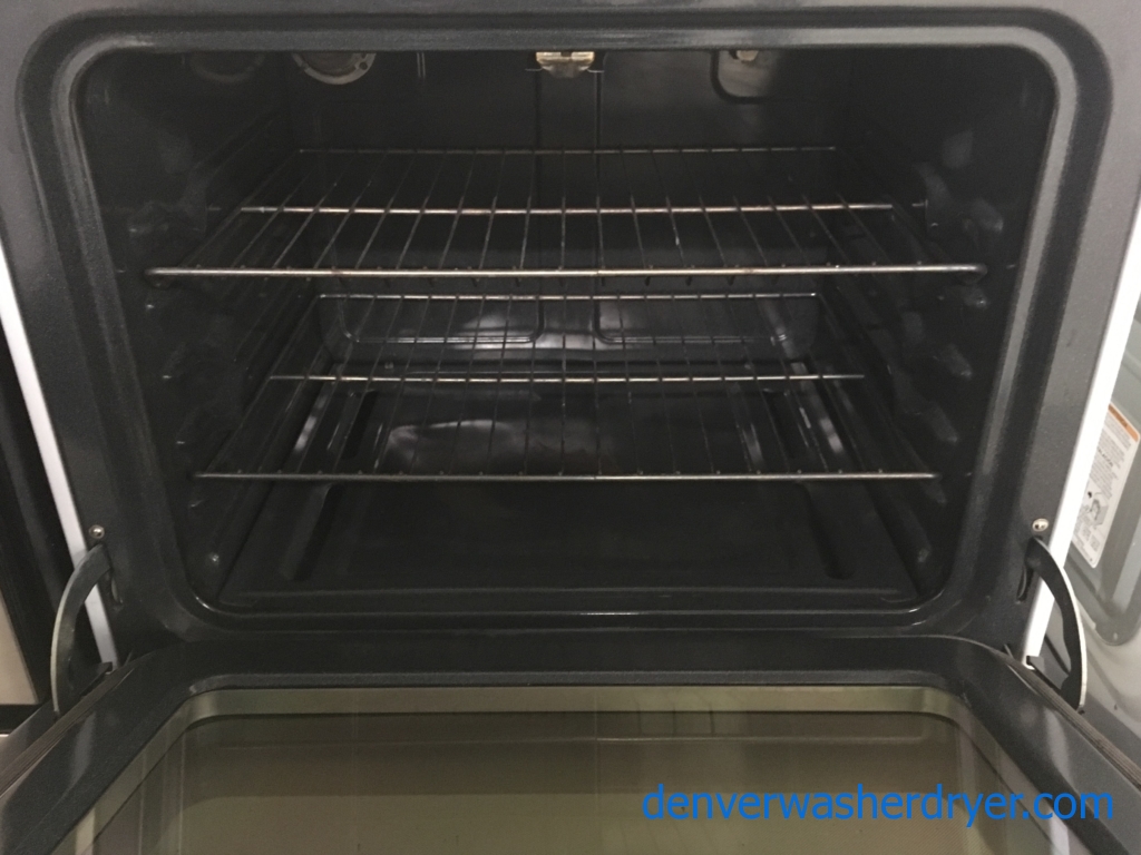 GE Free-Standing GAS Range, White, 4 Burners, Self Cleaning, Capacity 5.0 Cu.Ft., Quality Refurbished, 1-Year Warranty!