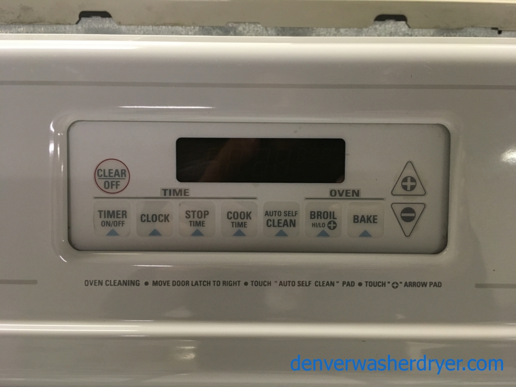 GE Free-Standing GAS Range, White, 4 Burners, Self Cleaning, Capacity 5.0 Cu.Ft., Quality Refurbished, 1-Year Warranty!