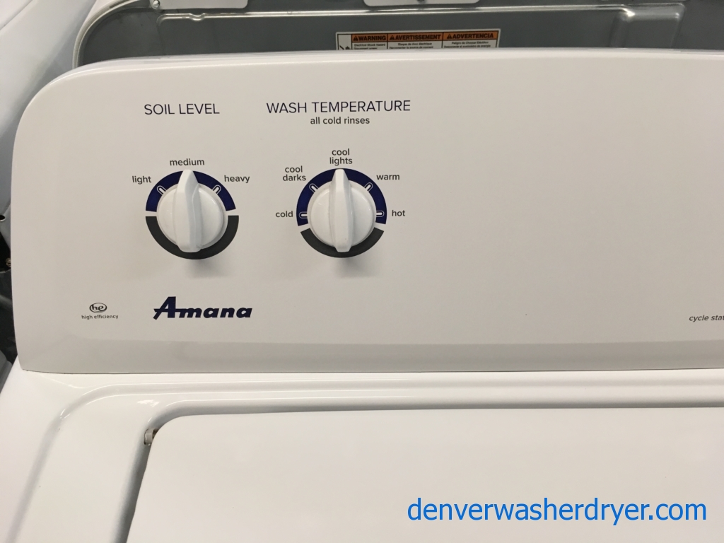 Newer AMANA Washer, Agitator, Capacity 3.5 Cu.Ft., HE, Auto-Load Sensing, Quality Refurbished, 1-Year Warranty!