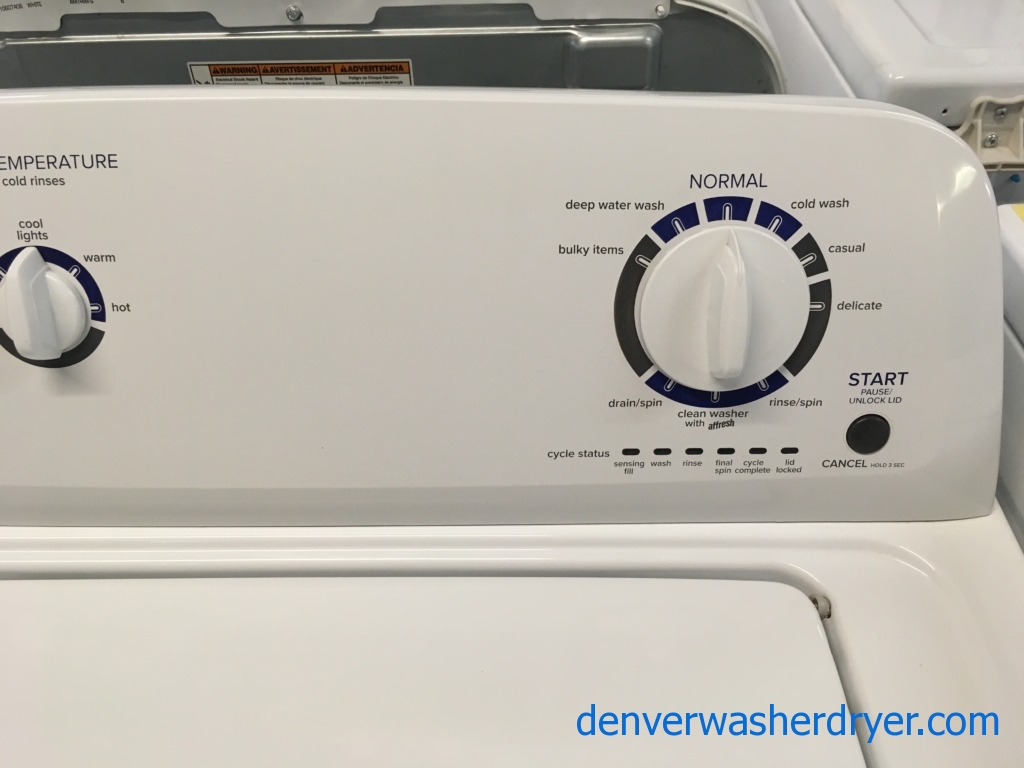 Newer AMANA Washer, Agitator, Capacity 3.5 Cu.Ft., HE, Auto-Load Sensing, Quality Refurbished, 1-Year Warranty!