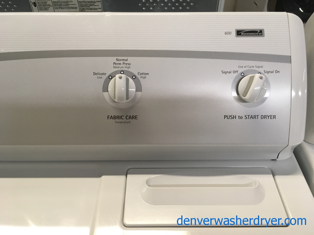 Great Kenmore 600 Series Set, Agitator, 220V, 29″ Wide, Washer Capacity 3.2 Cu.Ft., Wrinkle Guard Option, Quality Refurbished, 1-Year Warranty!