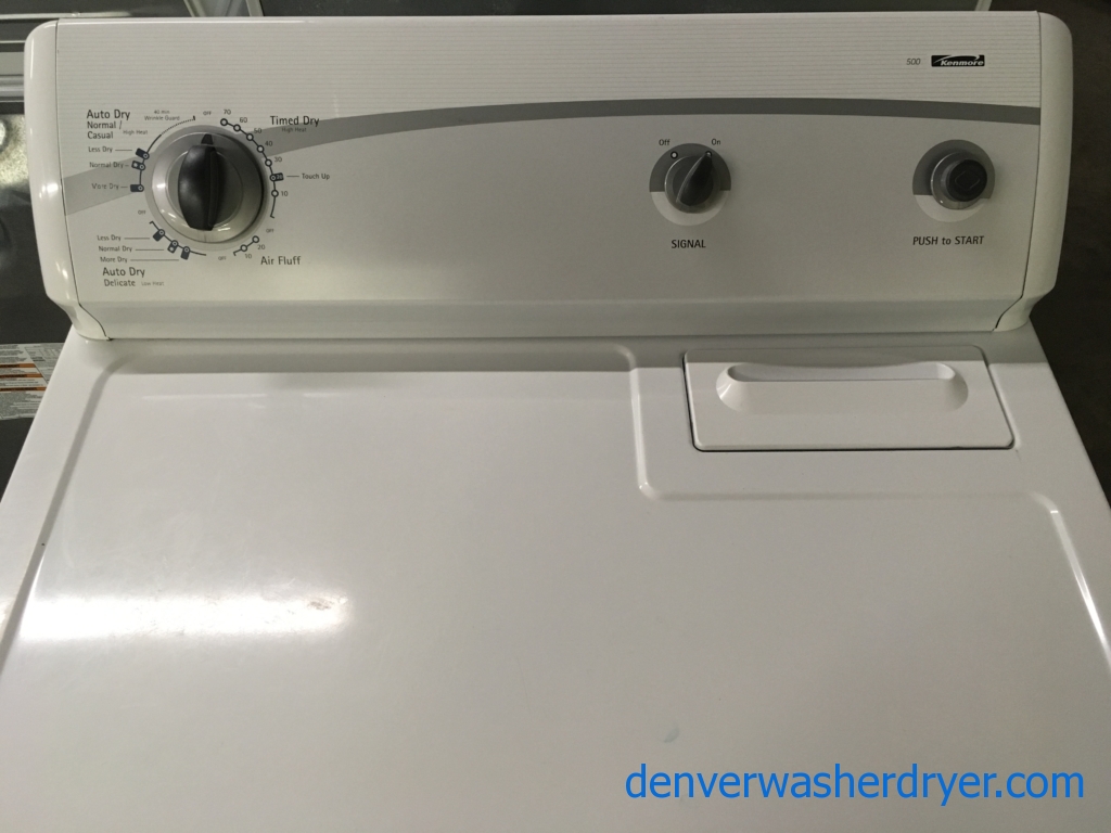 Nice Kenmore 500 Series Dryer, Auto Dry, 220V, 29″ Wide, Capacity 7.0 Cu.Ft., Quality Refurbished, 1-Year Warranty! 2nd-Year Parts Warranty