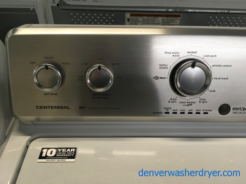 Newer Maytag MCT Washer, HE, Agitator, Auto-Load Sensing, Capacity 4.2 Cu.Ft., Wrinkle Control Cycle, Quality Refurbished, 1-Year Warranty!