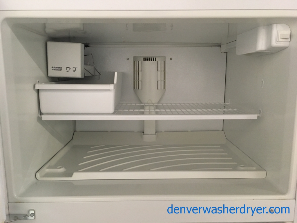 Lovely White Kenmore Refrigerator, Top-Mount, Capacity 20.0 Cu.Ft., Ice Maker, 33″ Wide, Quality Refurbished, 1-Year Warranty!
