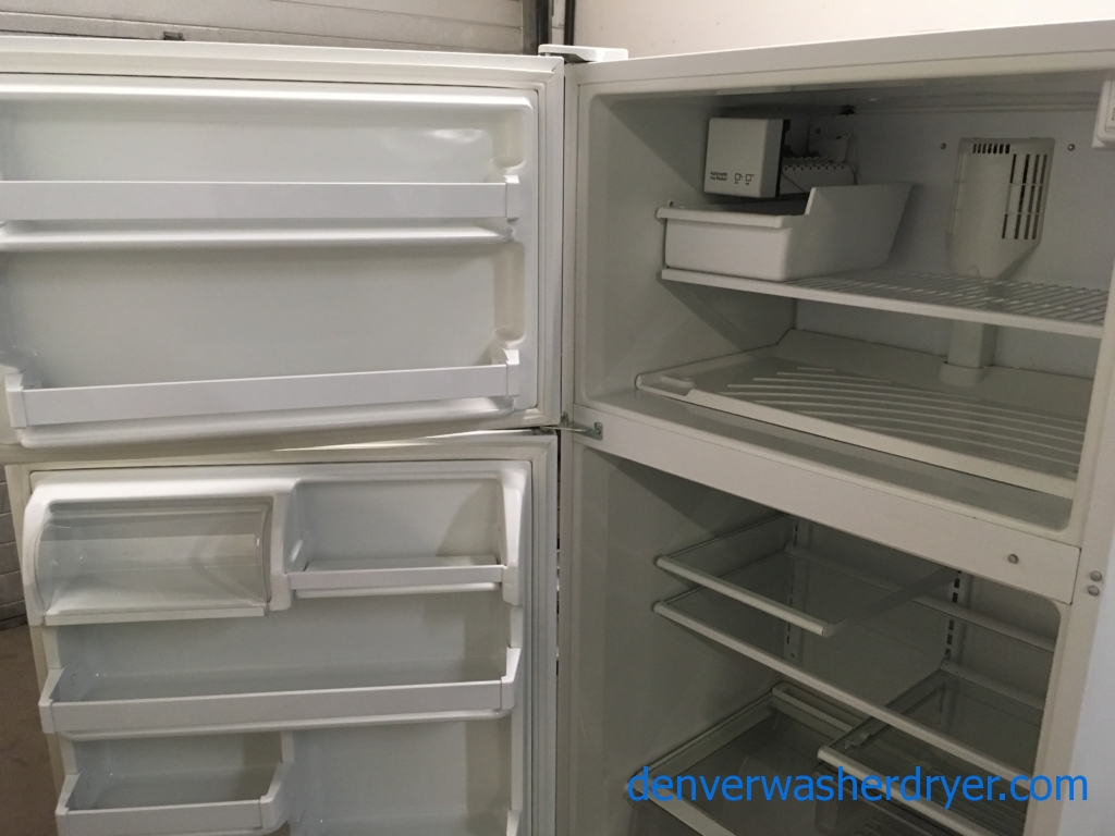 Lovely White Kenmore Refrigerator, Top-Mount, Capacity 20.0 Cu.Ft., Ice Maker, 33″ Wide, Quality Refurbished, 1-Year Warranty!