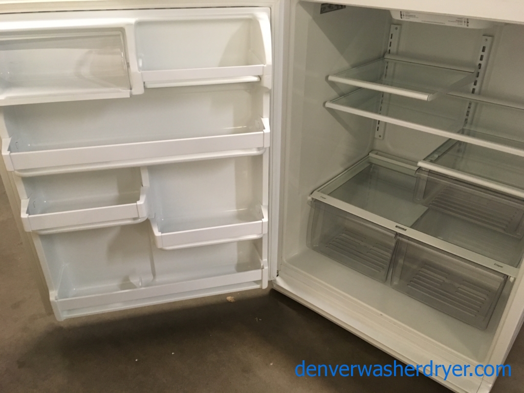 Lovely White Kenmore Refrigerator, Top-Mount, Capacity 20.0 Cu.Ft., Ice Maker, 33″ Wide, Quality Refurbished, 1-Year Warranty!