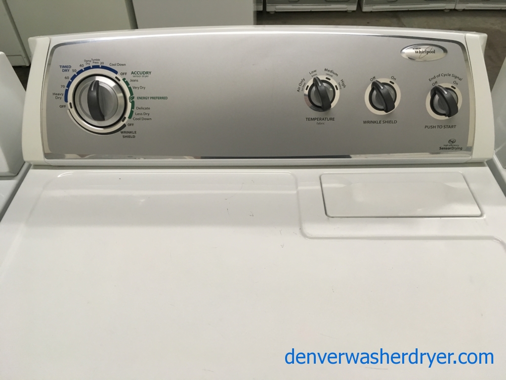 Whirlpool 29″ Wide Dryer, HE, Wrinkle Shield Option, Electric, 7.0 Cu.Ft. Capacity, Quality Refurbished, 1-Year Warranty!