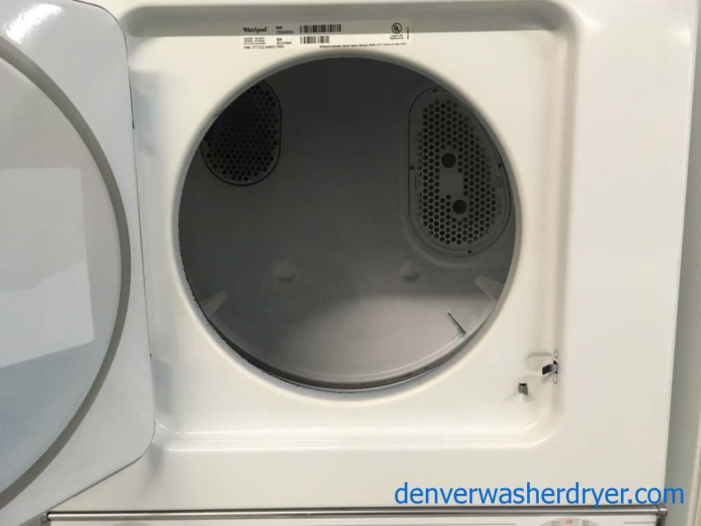 Heavy-Duty Whirlpool Laundry Center, Agitator, 220V. 1.5 Cu.Ft. Capacity, 24″ Wide, Quality Refurbished, 1-Year Warranty!