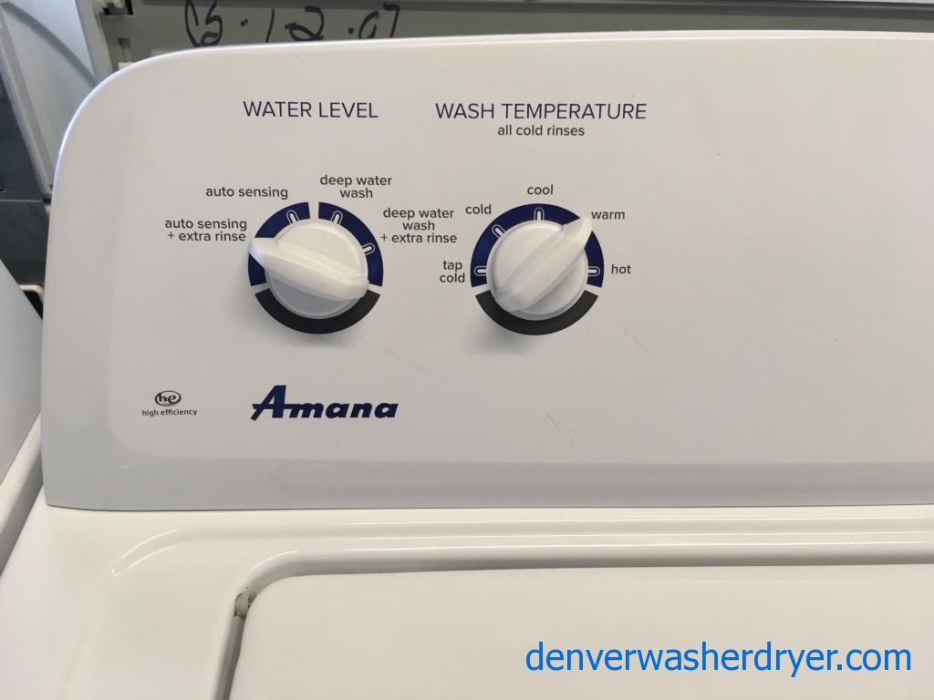 Great AMANA Set, HE, Auto-Load Sensing, Wrinkle Prevent Option, Electric, 29″ Wide, Quality Refurbished, 1-Year Warranty!