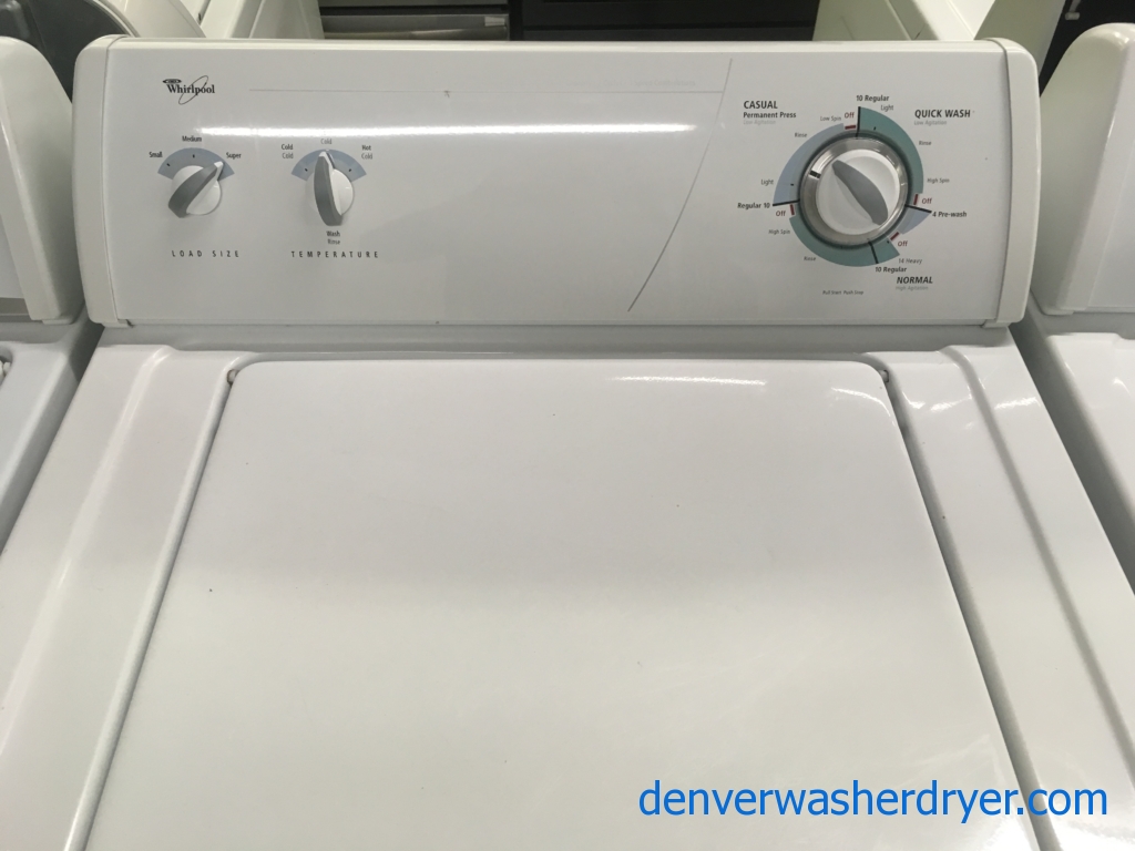 Whirlpool Washer, Heavy-Duty, 3.2 Cu.Ft. Super Capacity, Agitator, Bleach Dispenser, 27″ Wide, Quality Refurbished