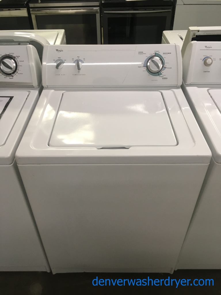 Whirlpool Washer, Heavy-Duty, 3.2 Cu.Ft. Super Capacity, Agitator, Bleach Dispenser, 27″ Wide, Quality Refurbished