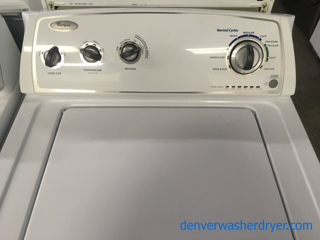 Newer Whirlpool Washer, Agitator, 3.4 Cu.Ft. Capacity, Extra-Rinse and Fabric Softener Options, Quality Refurbished, 1-Year Warranty!