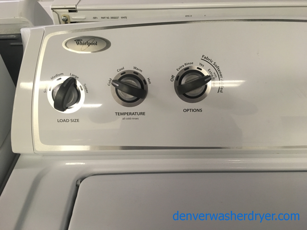 Newer Whirlpool Washer, Agitator, 3.4 Cu.Ft. Capacity, Extra-Rinse and Fabric Softener Options, Quality Refurbished, 1-Year Warranty!